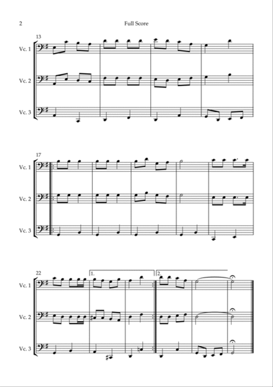 Jingle Bells (Christmas Song) for Cello Trio Jingle Bells (Christmas Song) for Cello Trio String Trio scores gallery preview page 2