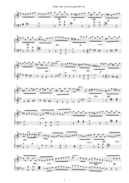 Handel - Piano Suite No.16 in G major HWV 441 image number null