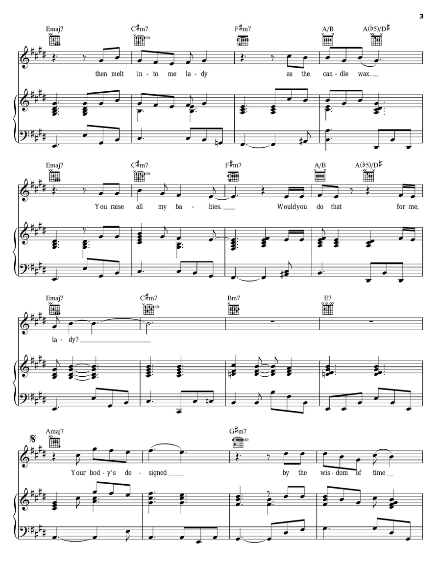 Lady Piano, Vocal, Guitar scores gallery preview page 3