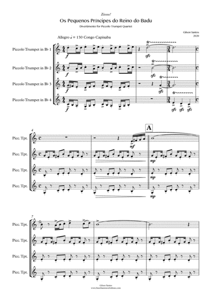 OS PEQUENOS PRÍNCIPES DO REINO DO BADU for Piccolo Trumpet Quartet
