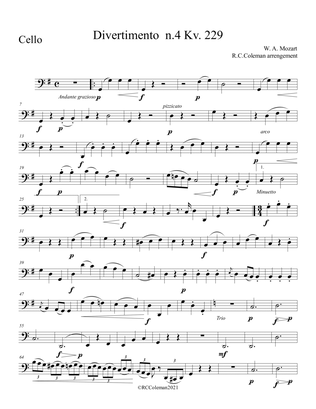 Book cover for W. A. Mozart Divertimento kv. 229 n4 for strings quartet