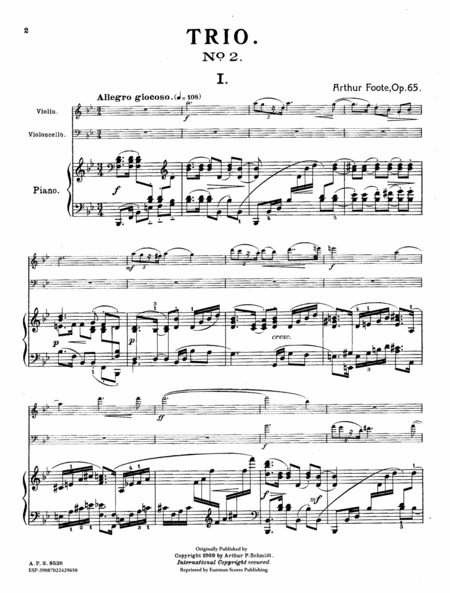 Trio In B Dur No. 2, Op. 65 : Fur Klavier, Violine und Violoncell