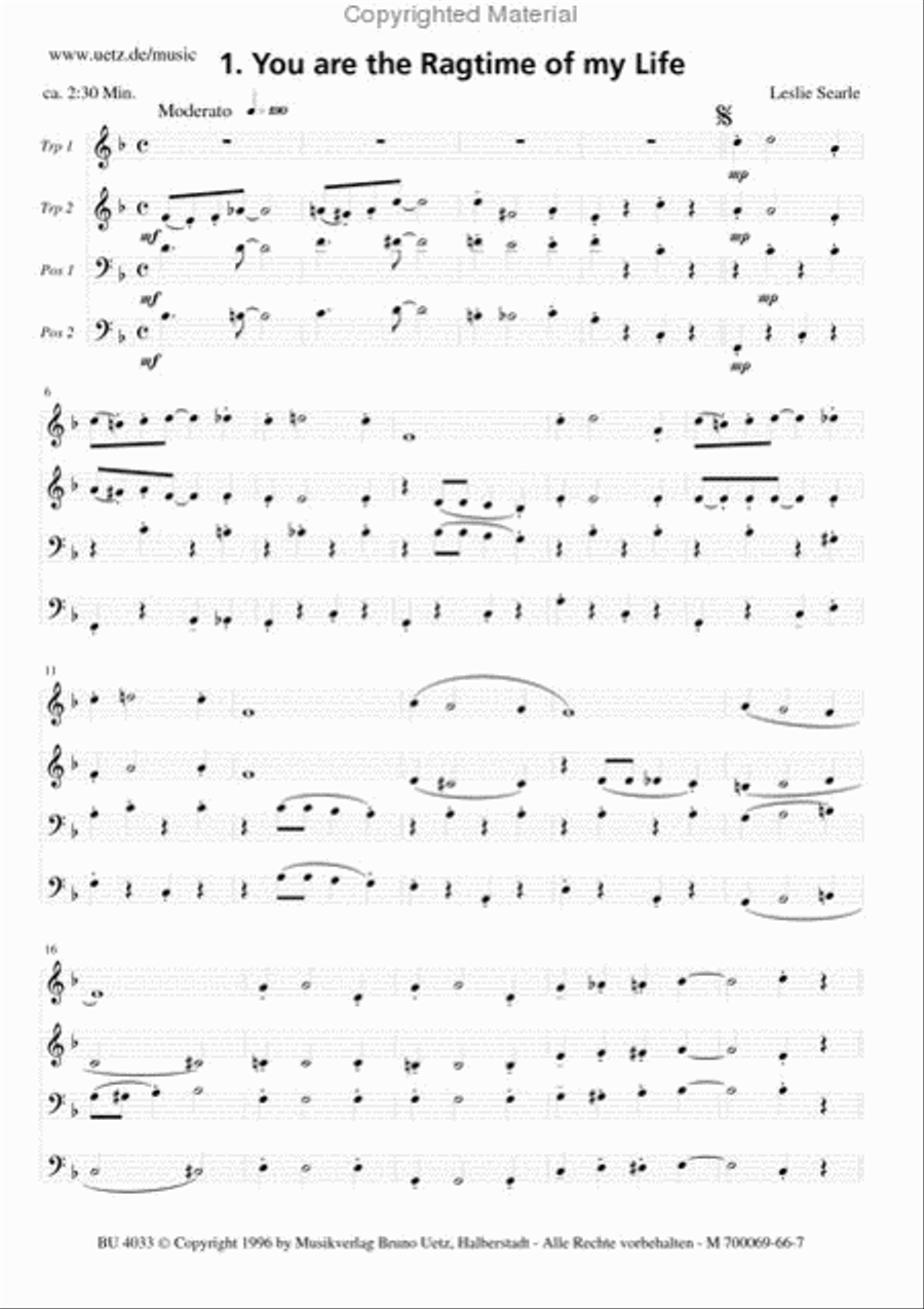 Three Ragtimes Brass Quartet scores gallery preview page 2