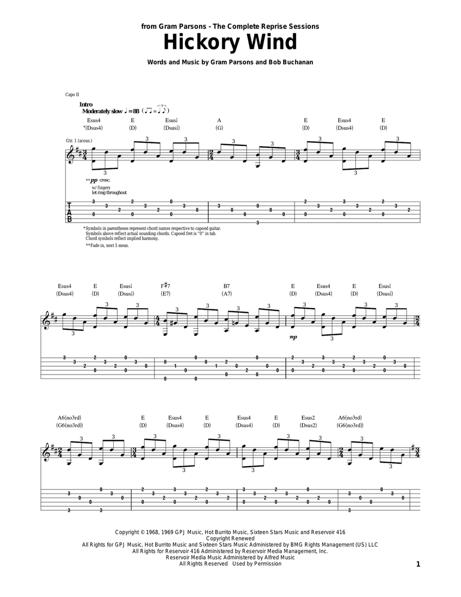 Hickory Wind Acoustic Guitar scores gallery preview page 1