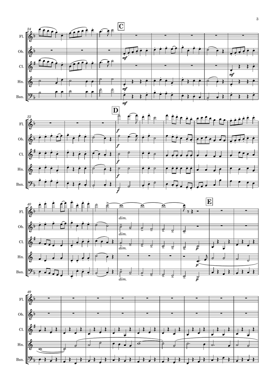 Holst: 2nd Suite in F Op. 28 No.2 (complete) - wind quintet Woodwind Quintet scores gallery preview page 4