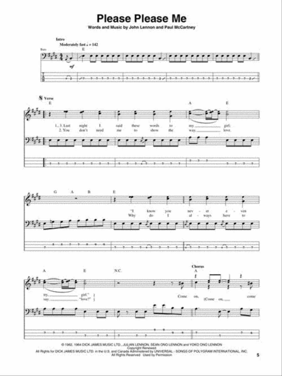 The Beatles/1962-1966 The Beatles/1962-1966 Bass Guitar Tablature scores gallery preview page 5