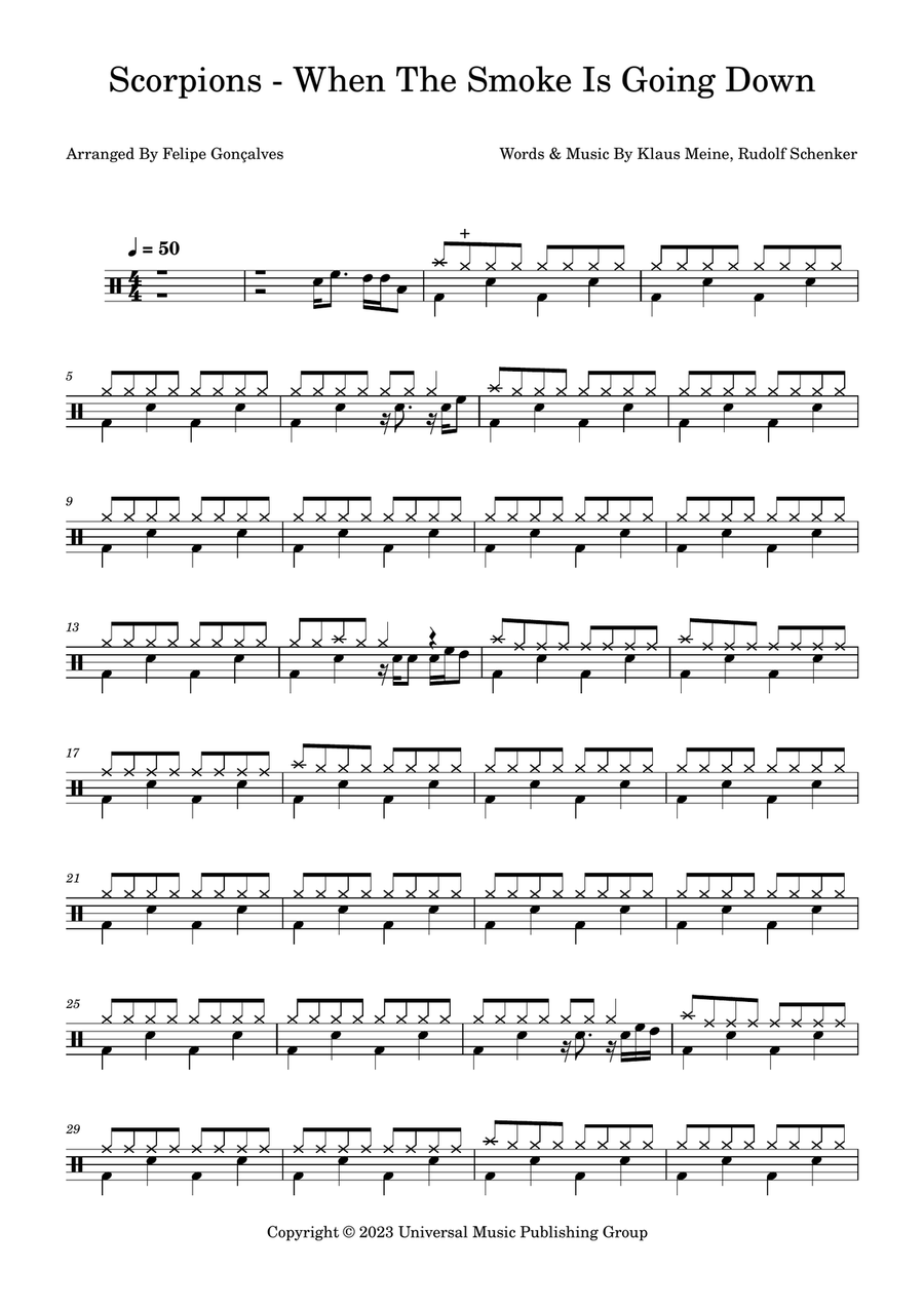 When The Smoke Is Going Down Drum Set scores gallery preview page 1