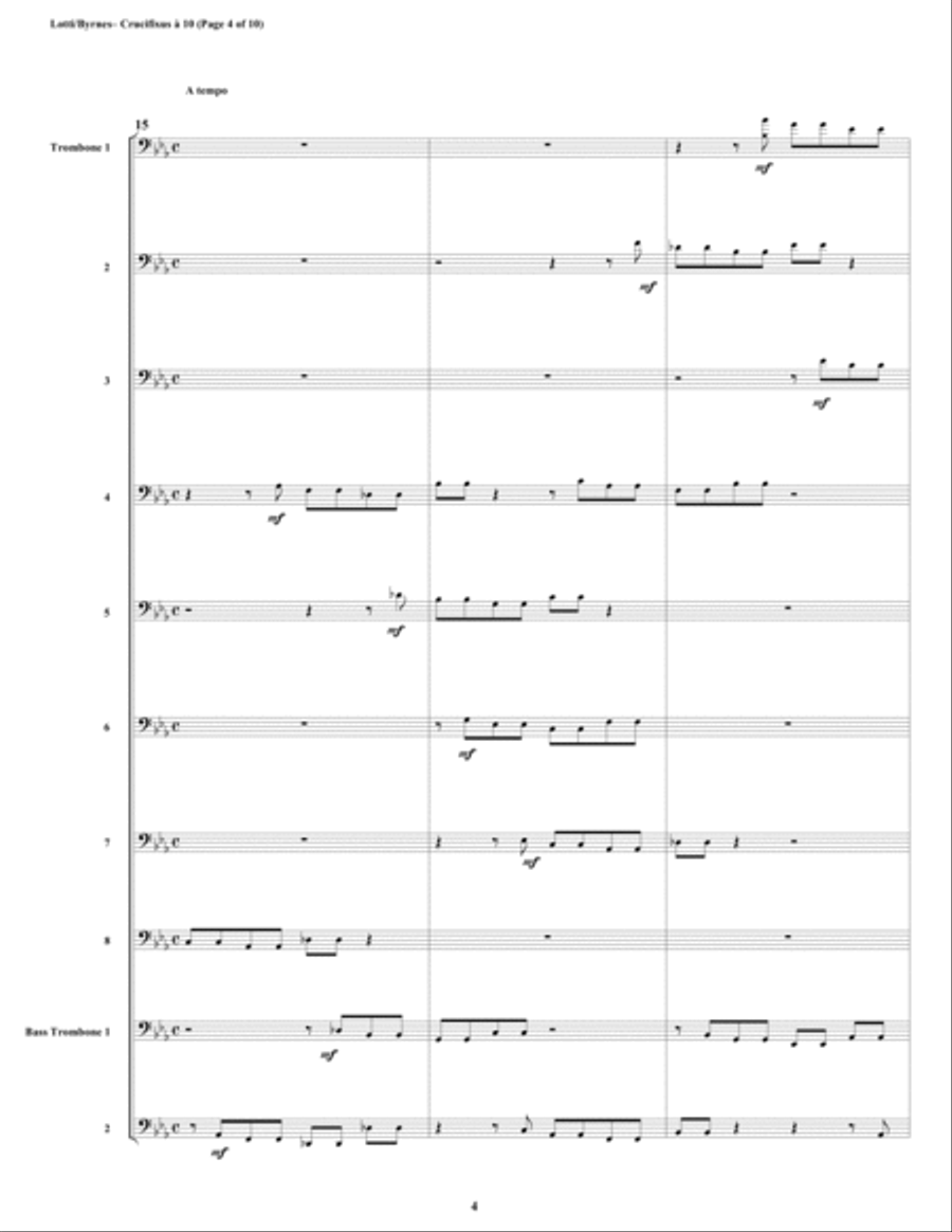 Crucifixus a 10 by Antonio Lotti (Trombone Choir) Trombone scores gallery preview page 4