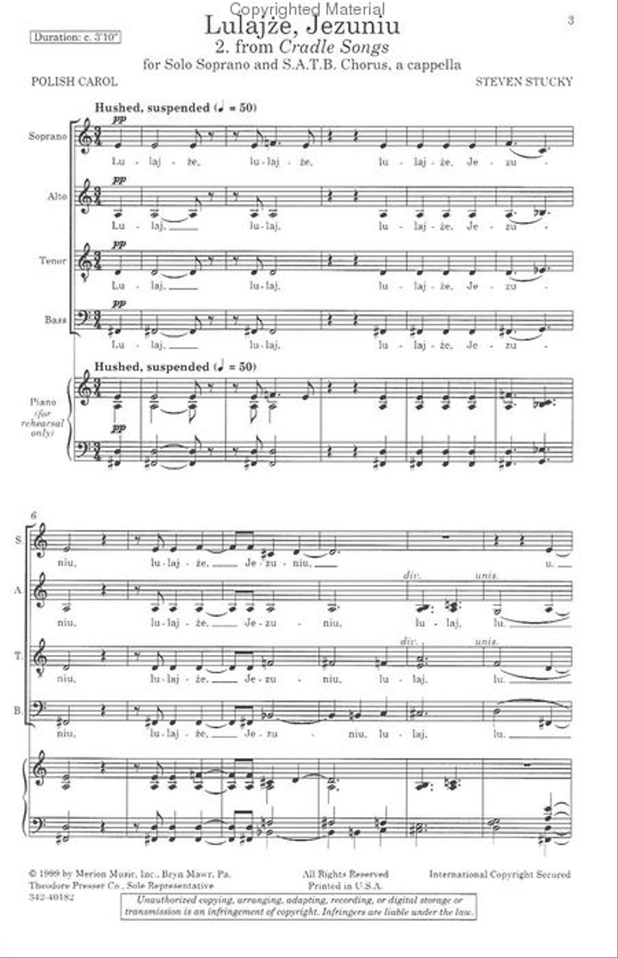 Lulajze, Jezuniu 4-Part scores gallery preview page 2