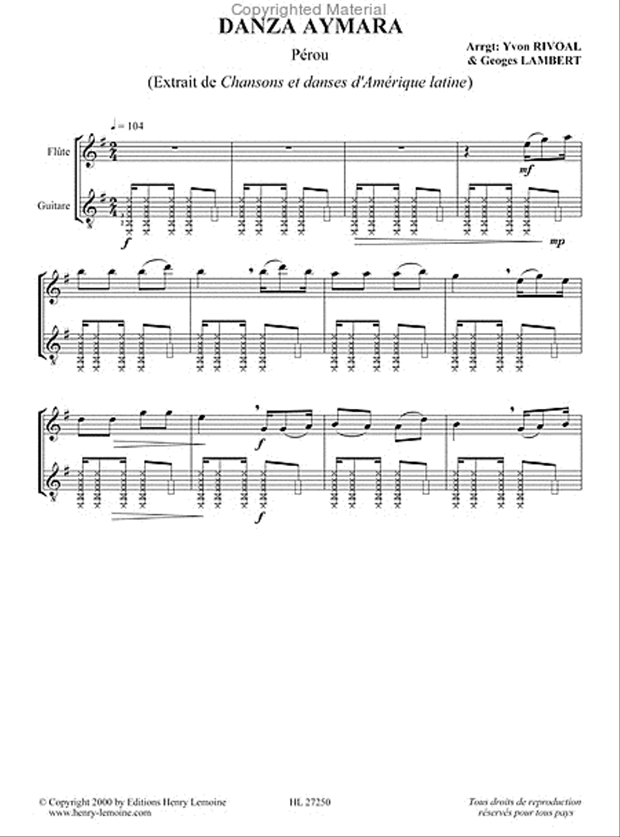 Chansons et danses d'Amerique latine - Volume A Flute scores gallery preview page 10