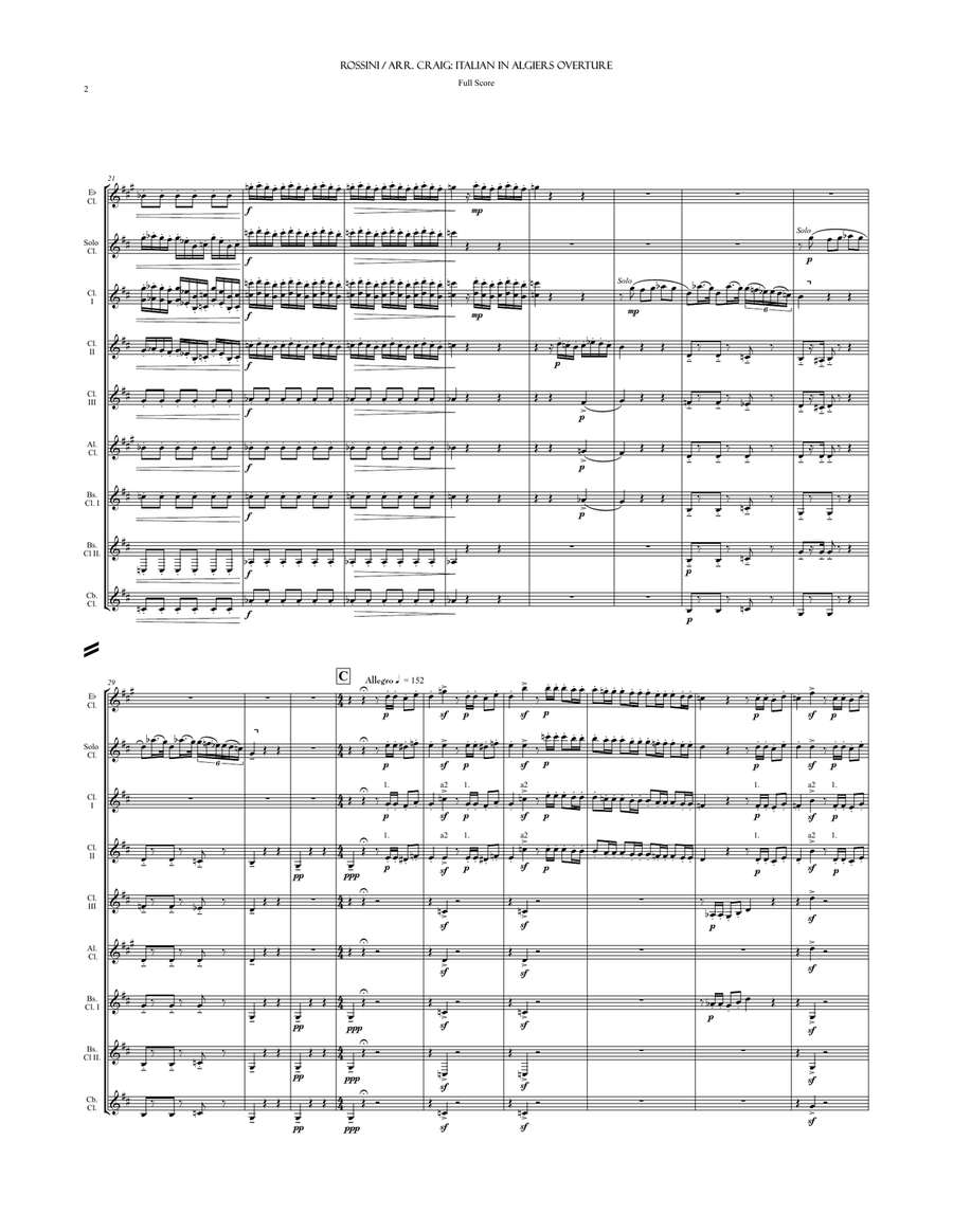 Italian in Algiers Overture Clarinet Choir scores gallery preview page 3