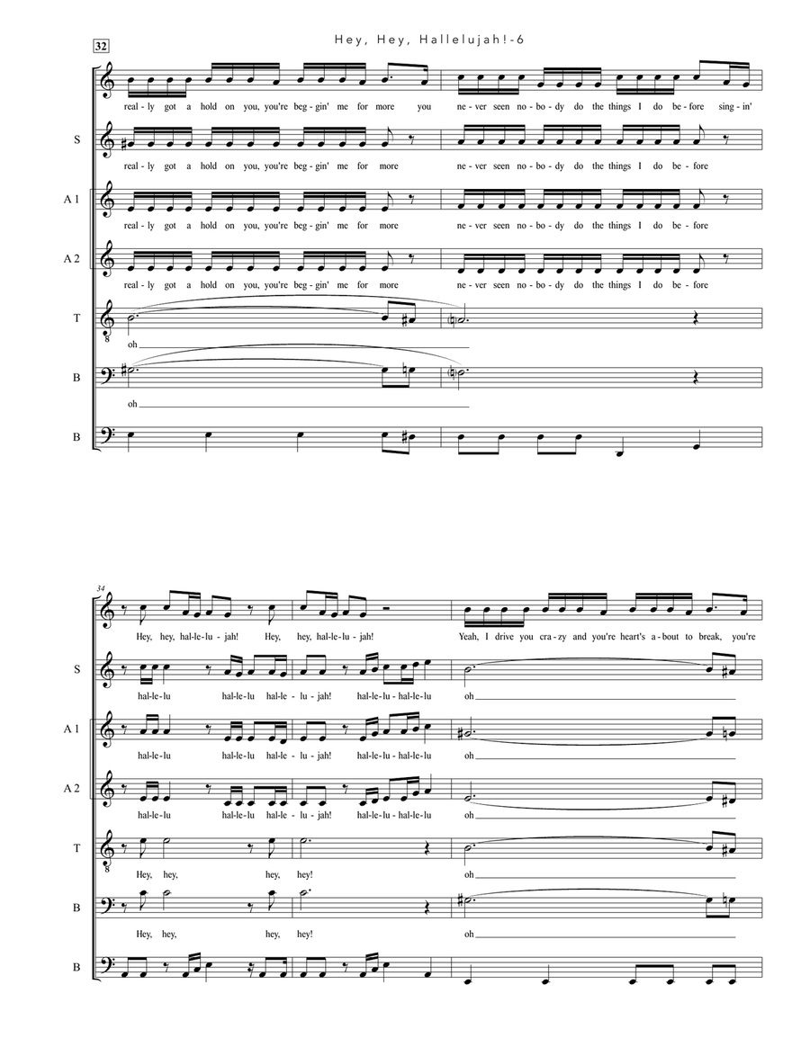 Hey Hey Hallelujah 4-Part scores gallery preview page 6