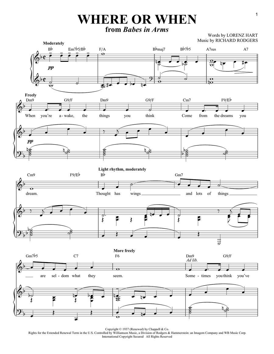 Where Or When Soprano Voice scores gallery preview page 1