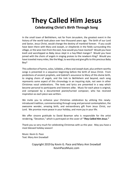 They Called Him Jesus (Celebrating Christ's Birth Through Song) - a Christmas songbook image number null