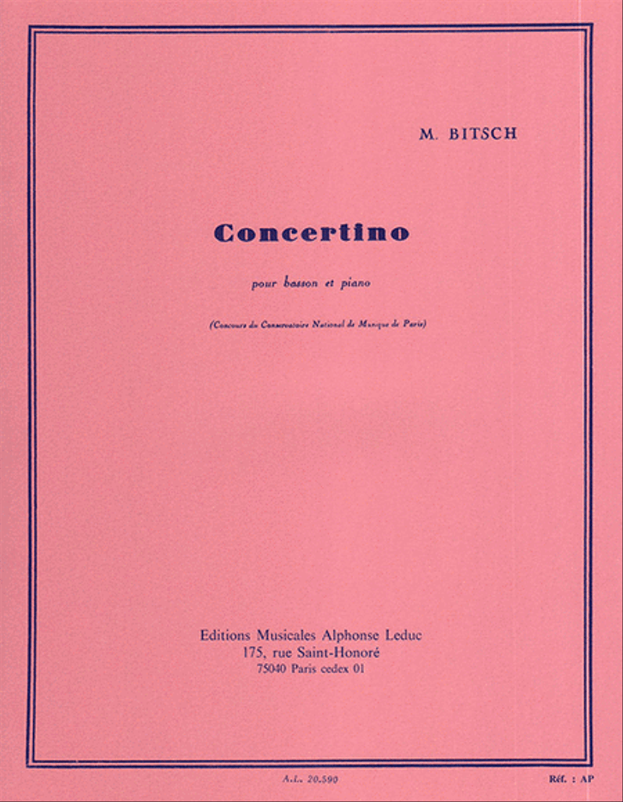 Concertino Basson Et Piano Bassoon scores gallery preview page 1