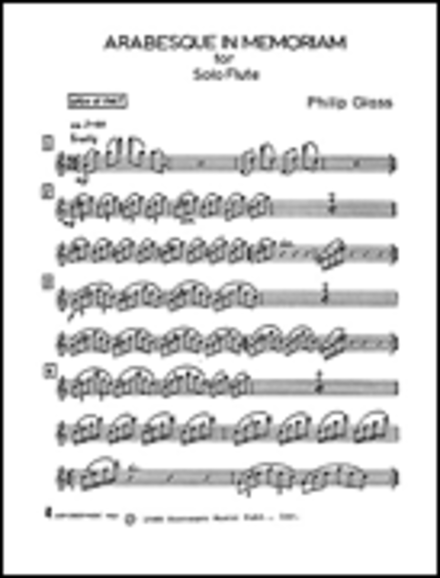 Philip Glass: Arabesque In Memoriam (Solo Flute) Flute Solo scores gallery preview page 1