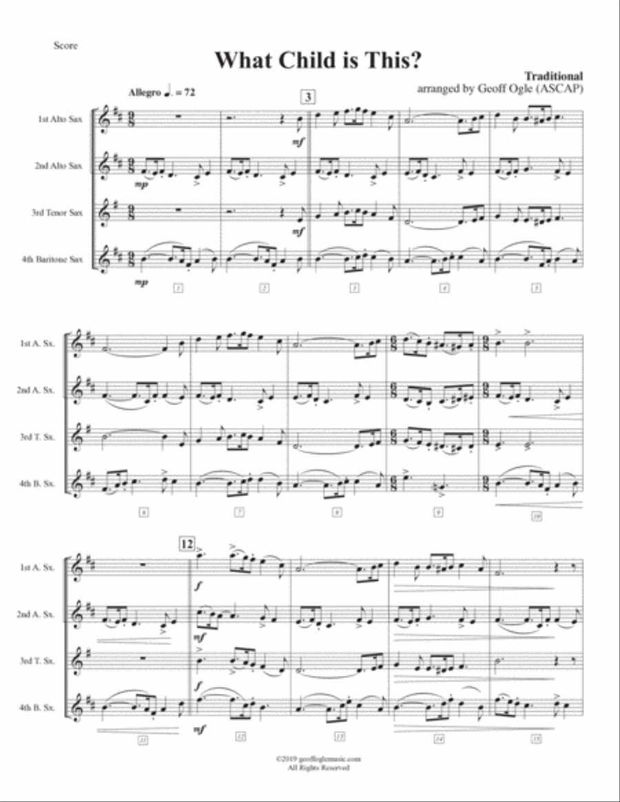 What Child Is This? Woodwind Quartet scores gallery preview page 2