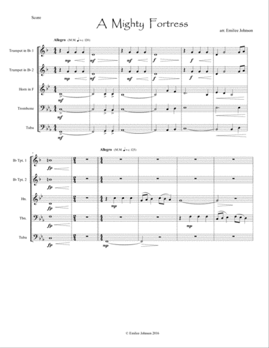 A Mighty Fortress for Brass Quintet Brass Quintet scores gallery preview page 1