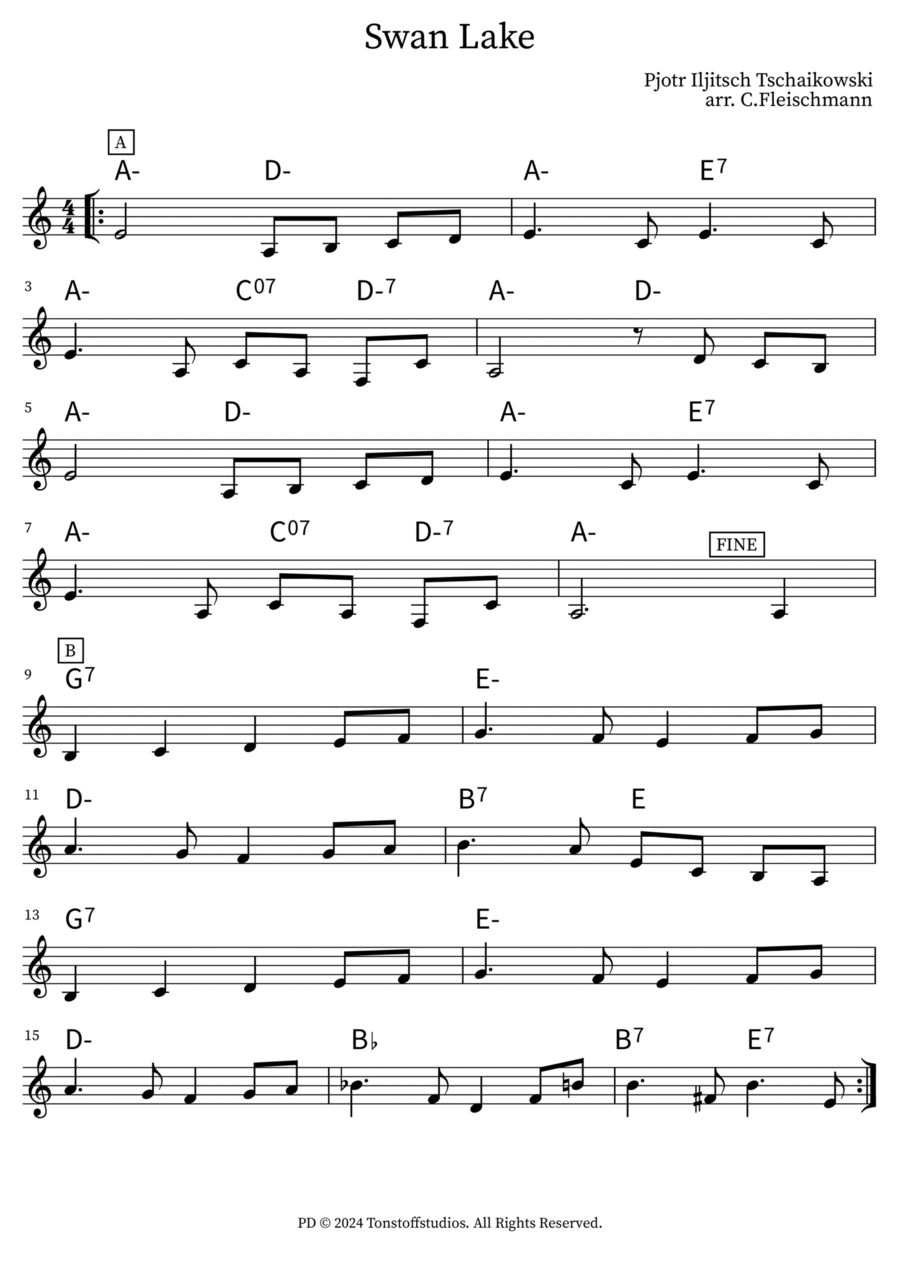 Swan Lake Piano scores gallery preview page 1