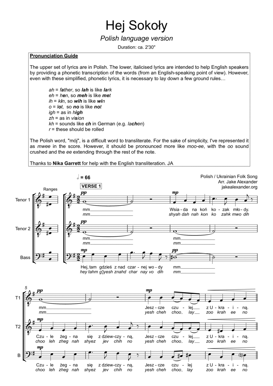 Hej Sokoły - TTB a cappella TTB scores gallery preview page 1