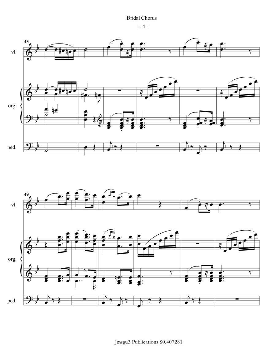 Wagner: Bridal Chorus for Violin & Organ String Duet scores gallery preview page 4