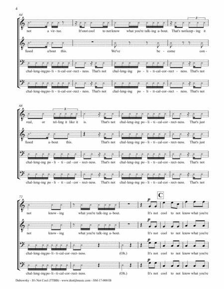 It's Not Cool (TTBB) by Jack Curtis Dubowsky Choir - Digital Sheet Music