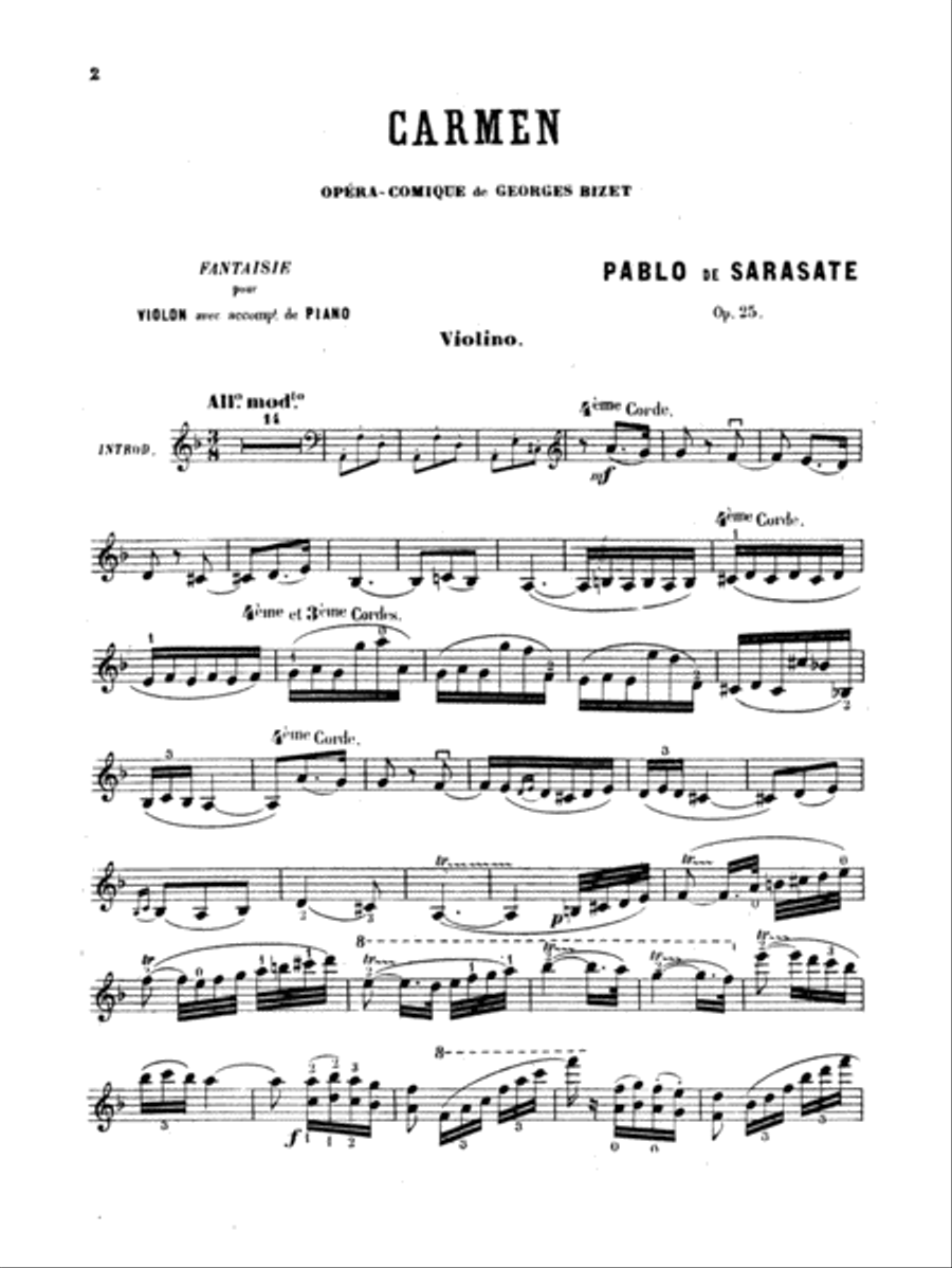 Sarasate: Carmen Fantasy, Op. 25 Violin scores gallery preview page 2