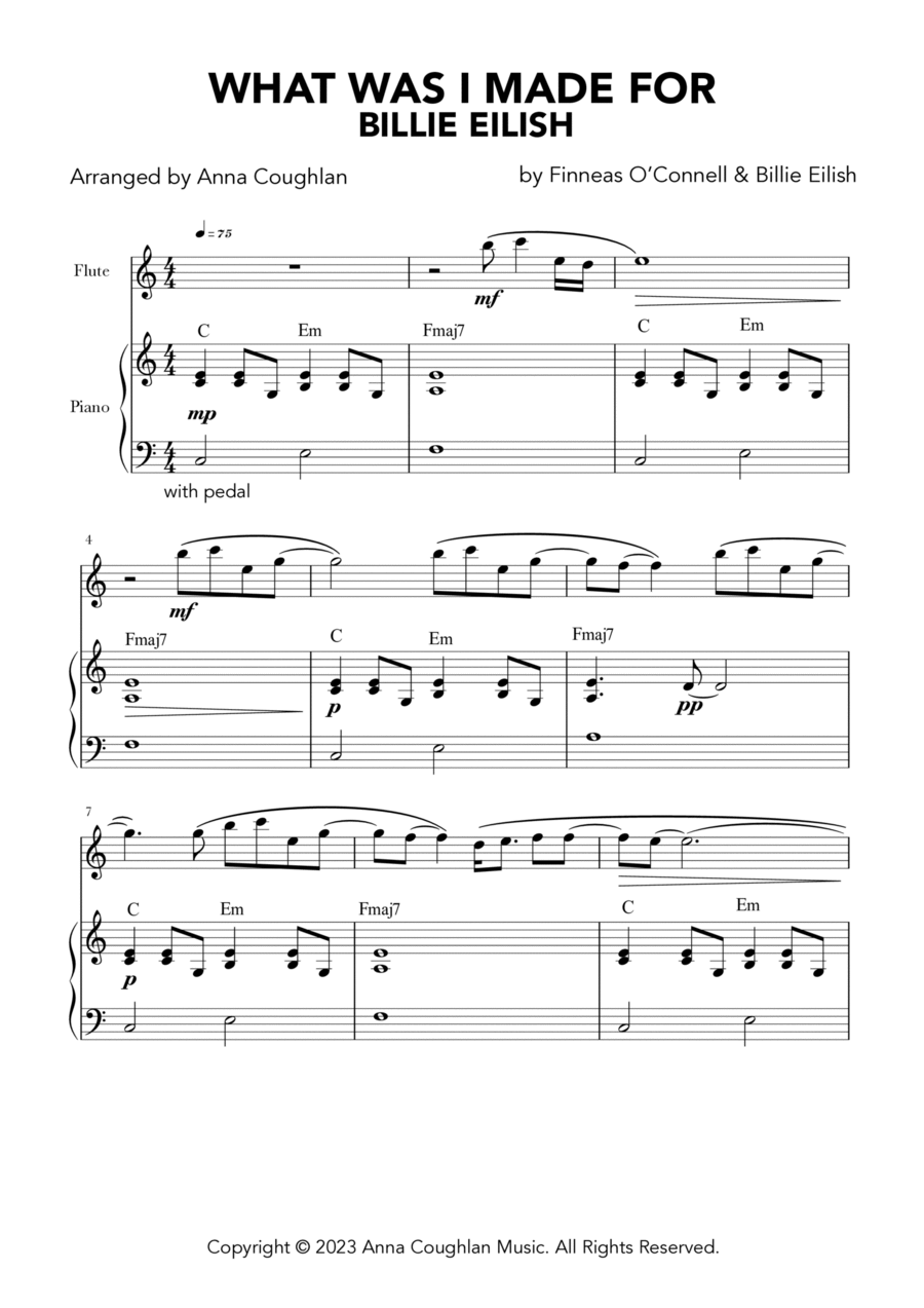 What Was I Made For? Flute scores gallery preview page 1