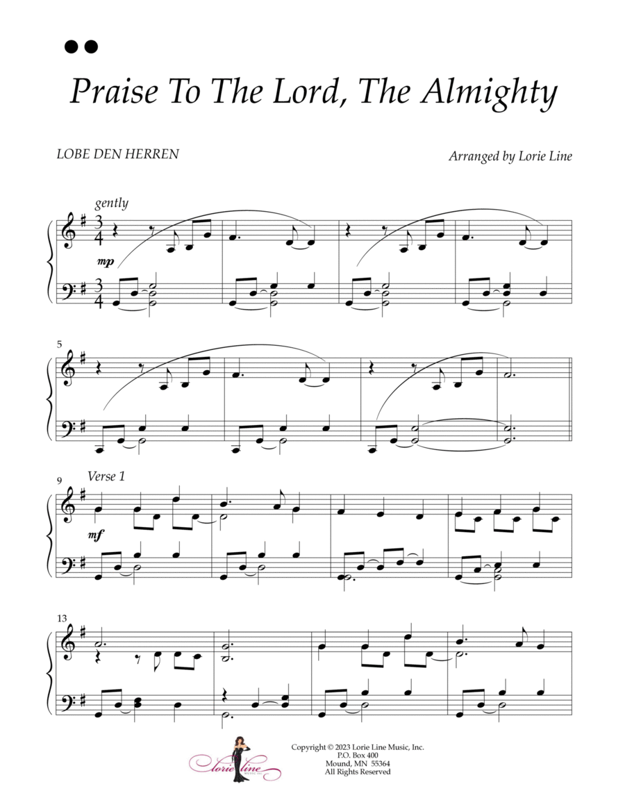 Praise To The Lord, The Almighty Piano Solo scores gallery preview page 1