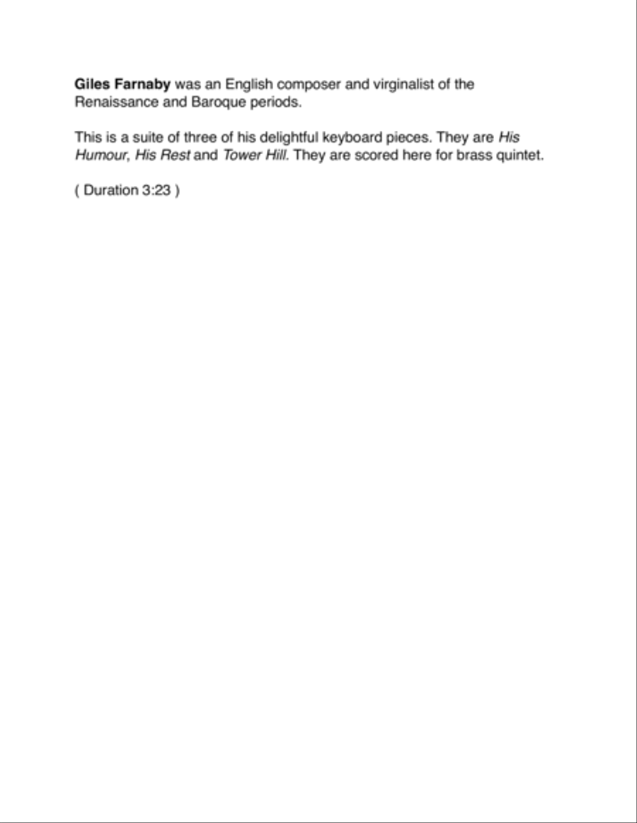 Giles Farnaby Suite 2 for Brass Quintet Brass Quintet scores gallery preview page 2