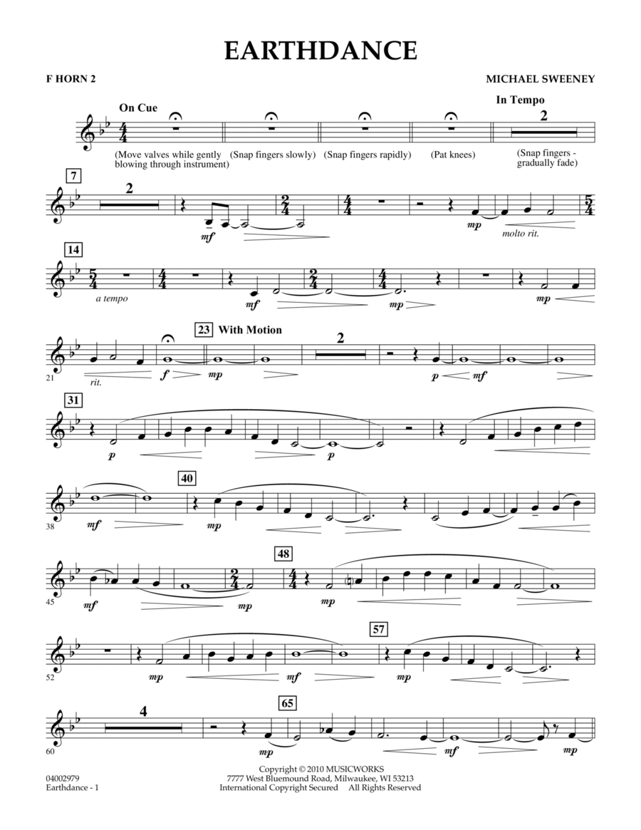 Earthdance - F Horn 2 Concert Band scores gallery preview page 1