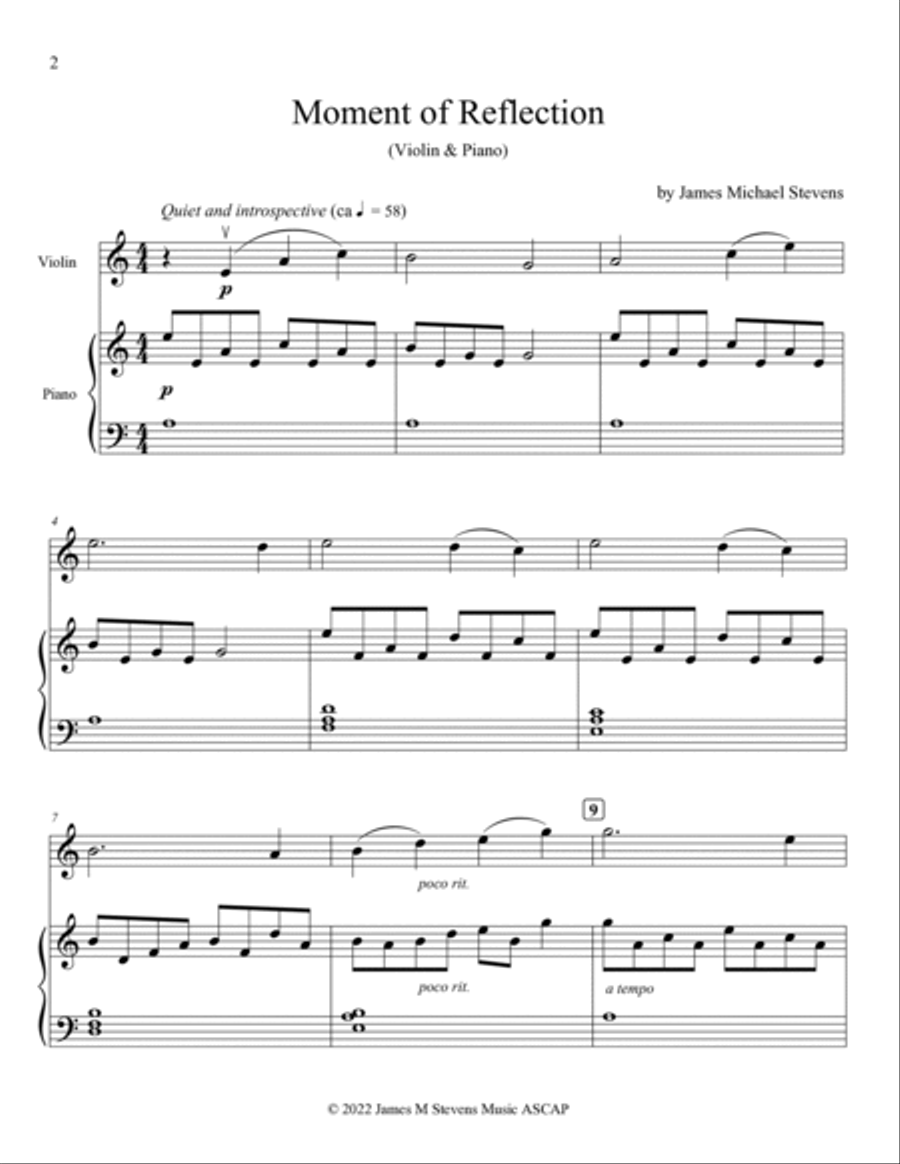 Moment of Reflection - Violin & Piano Violin Solo scores gallery preview page 2
