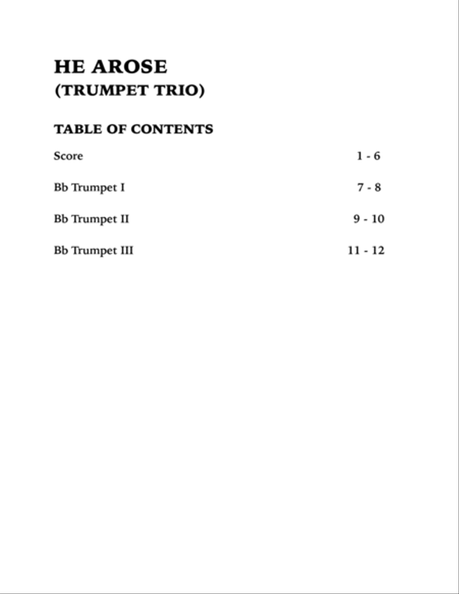 He Arose (Trumpet Trio) Trumpet Trio scores gallery preview page 4