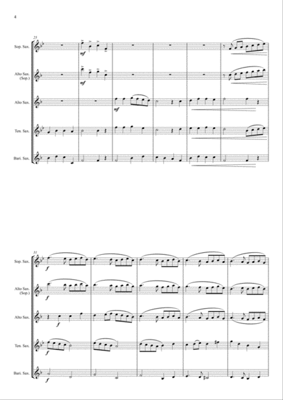 Ding Dong Merrily on High - for Saxophone Quartet Saxophone Quartet scores gallery preview page 4