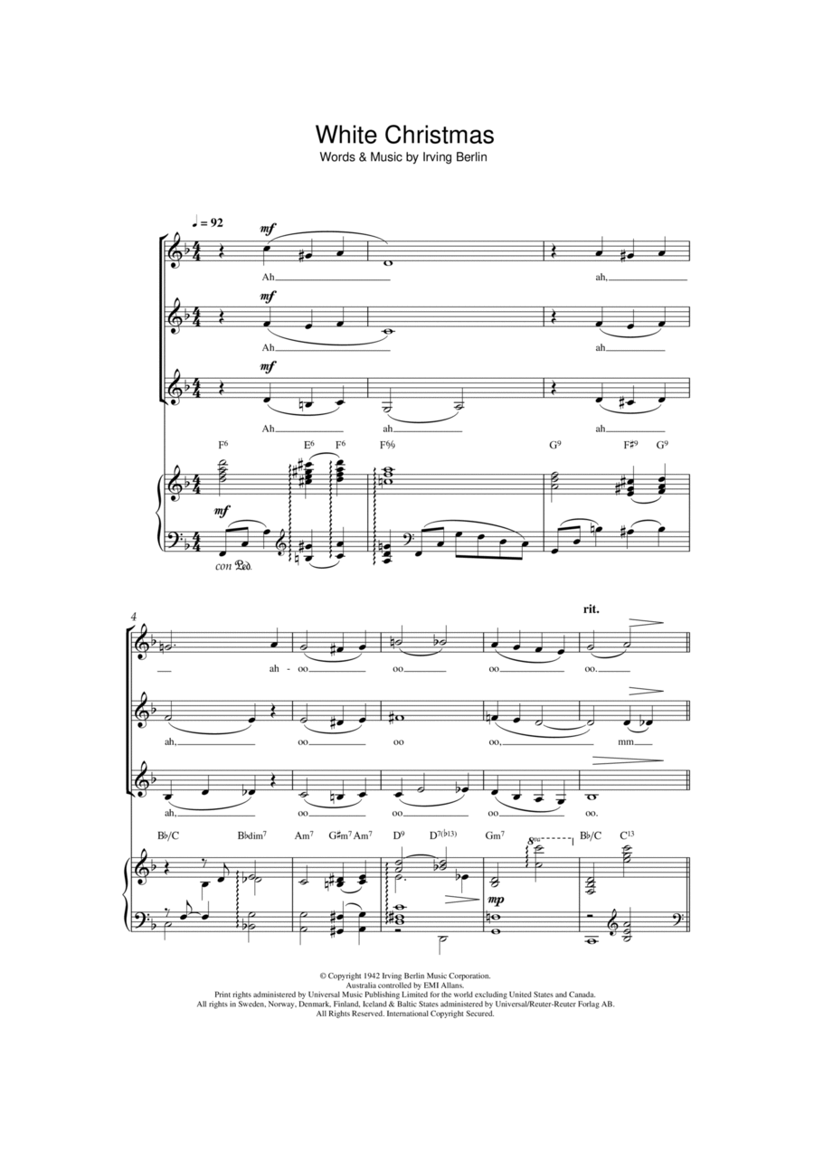White Christmas (arr. Christopher Hussey) SSA scores gallery preview page 1