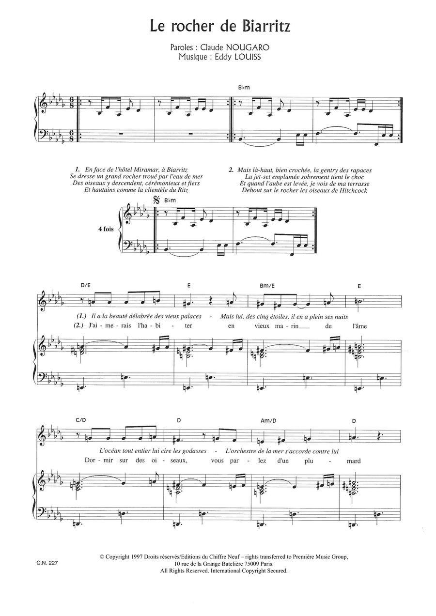 Rocher De Biarritz Piano, Vocal scores gallery preview page 1