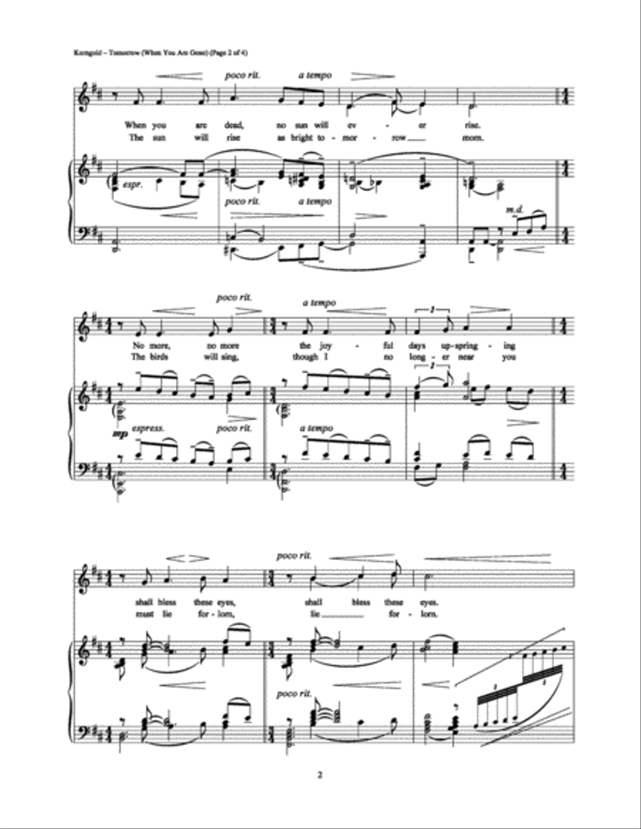 Tomorrow (When You Are Gone) Piano, Vocal, Guitar scores gallery preview page 2