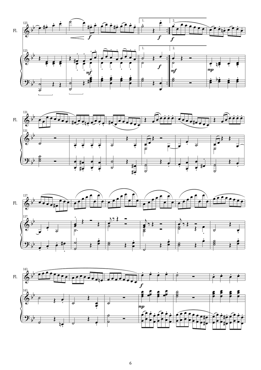 Mozart - Symphony in G minor No.40 mov. 4 Allegro assai -Flute and Piano Flute Solo scores gallery preview page 6