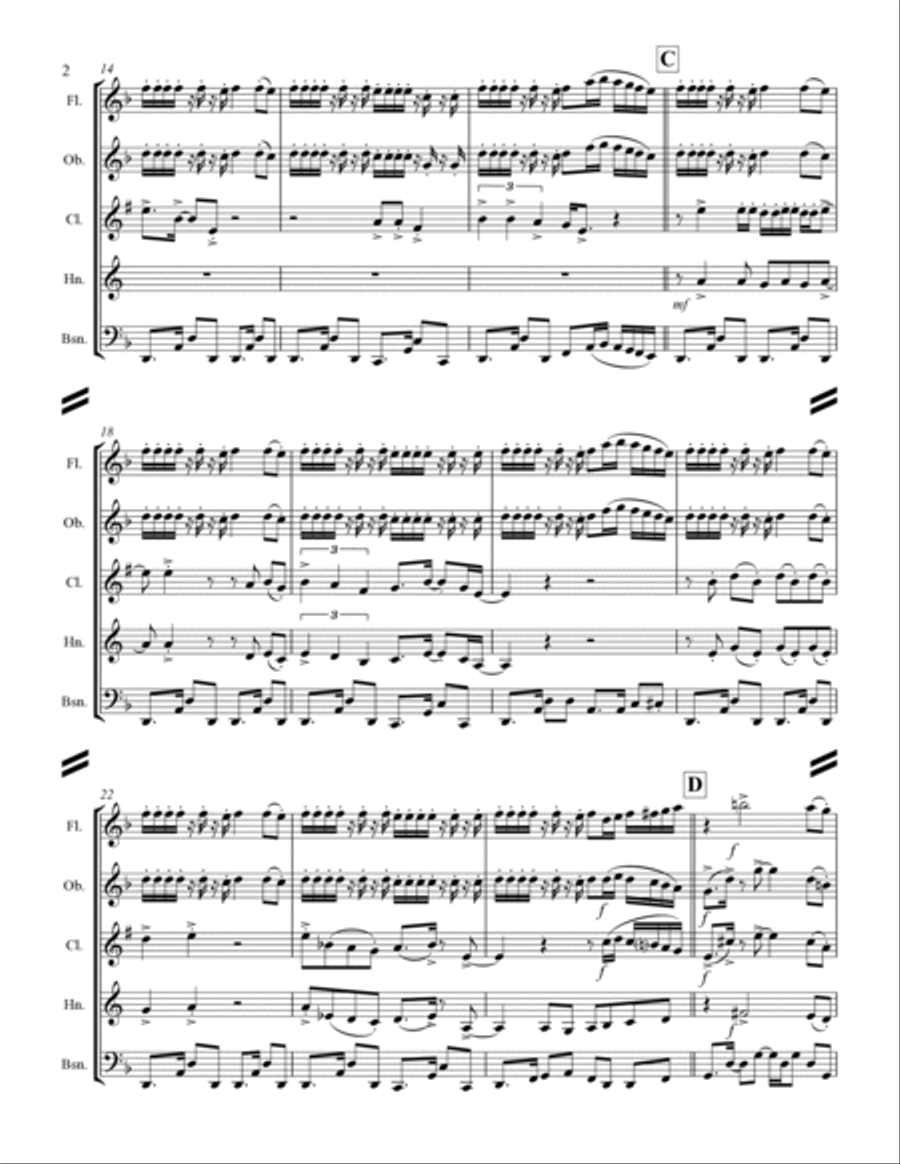 Smoke On The Water Woodwind Quintet scores gallery preview page 3