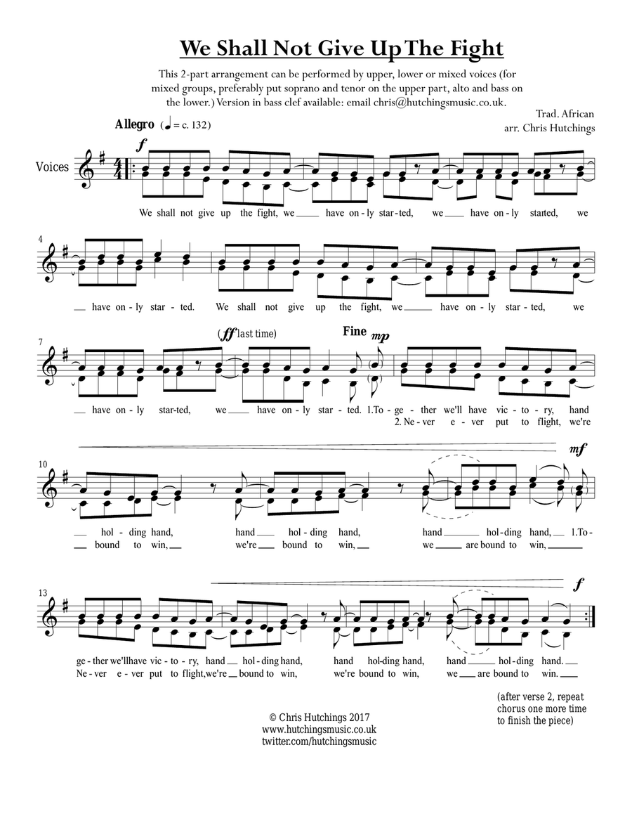 We Shall Not Give Up The Fight - 2-part SA scores gallery preview page 1