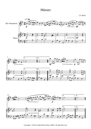 Book cover for Minuet (In D Minor) - Johann Sebastian Bach (Alto Sax + Piano)