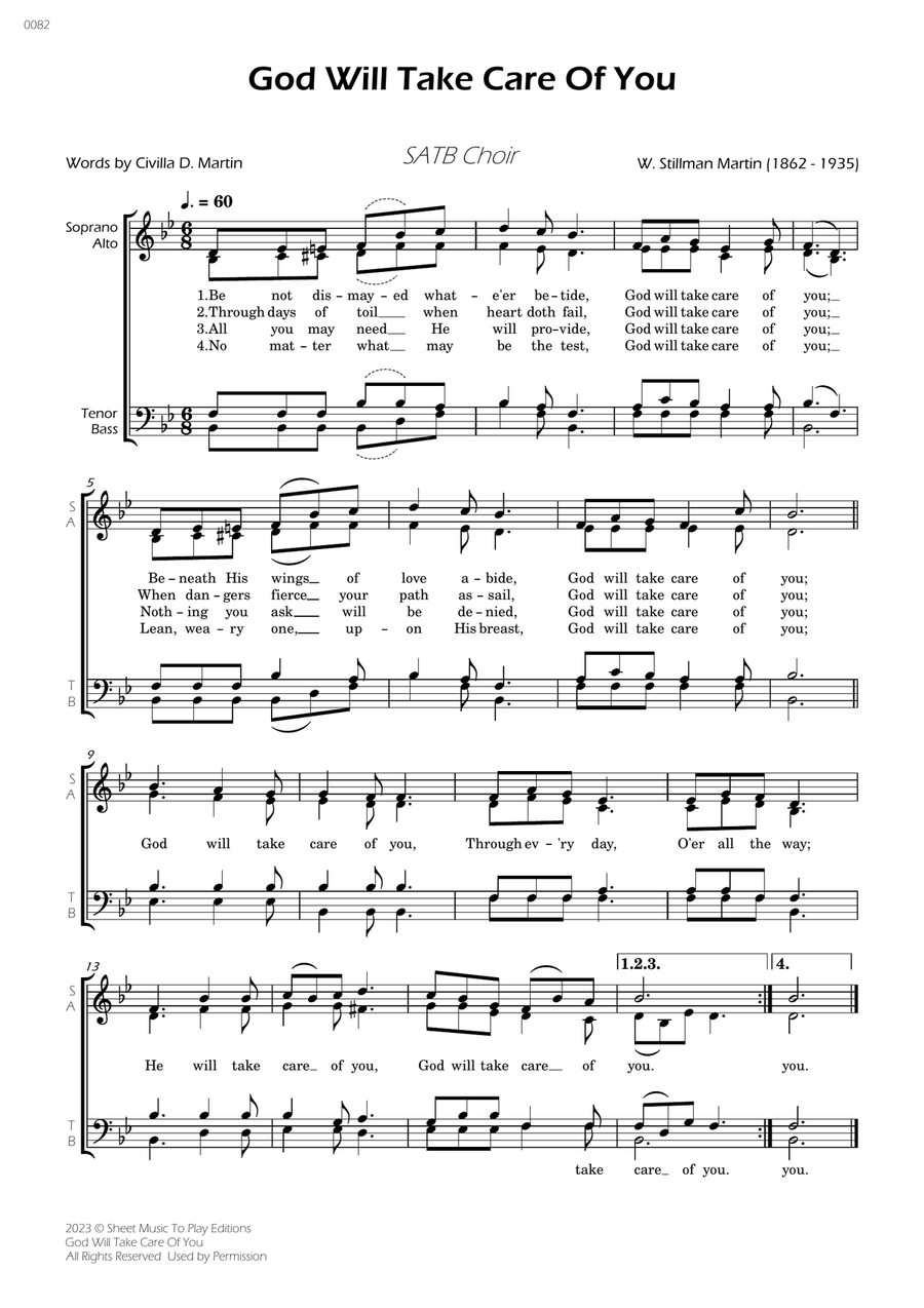 God Will Take Care Of You - SATB Choir 4-Part scores gallery preview page 1