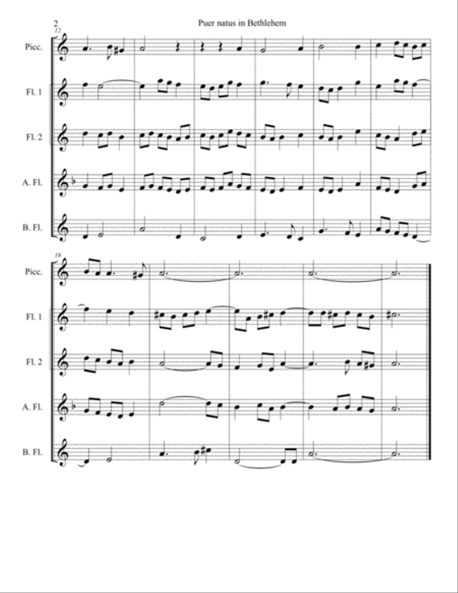 Puer natus in Bethlehem Woodwind Quintet scores gallery preview page 3