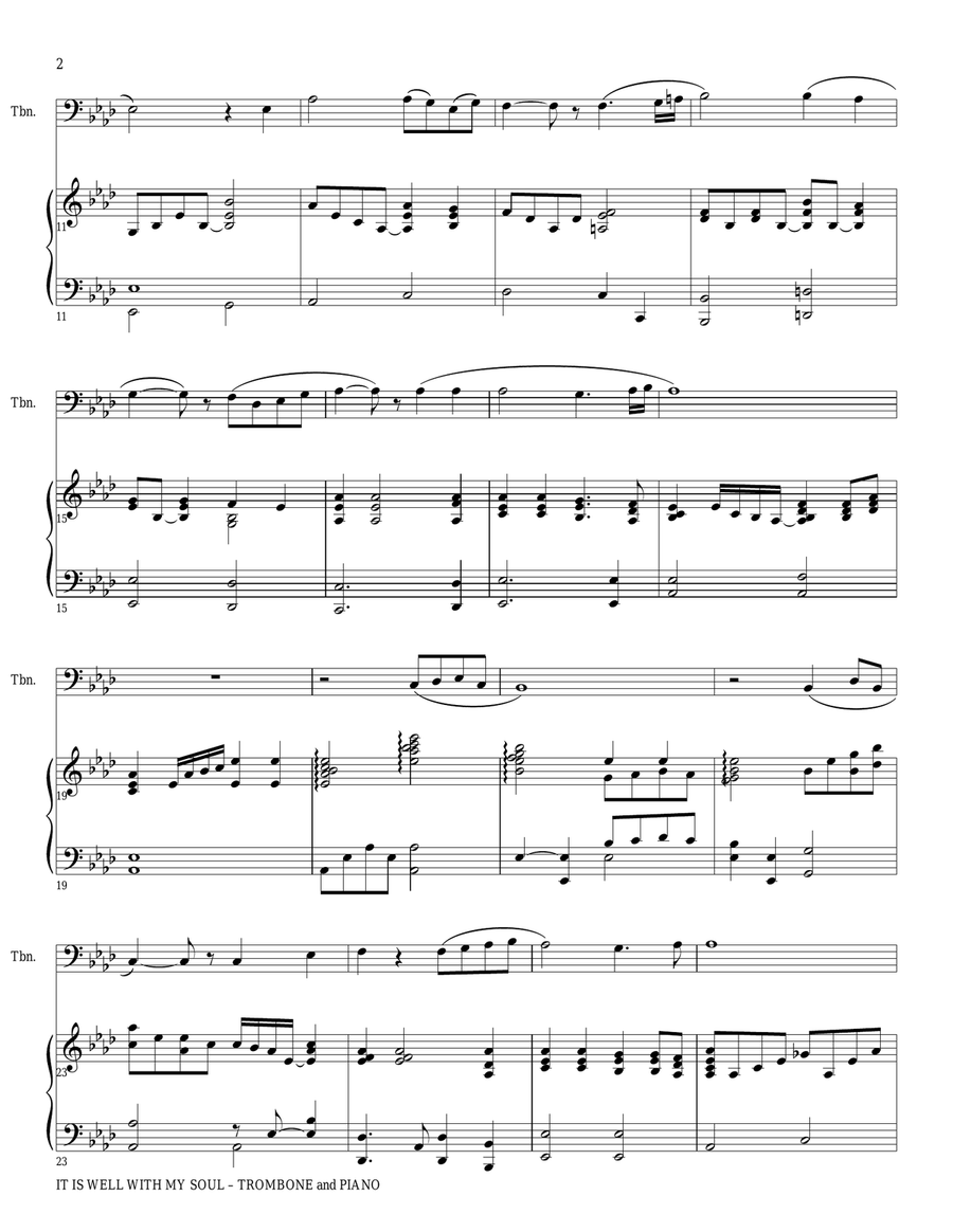 THREE HYMN ARRANGEMENTS for TROMBONE and PIANO (Duet – Trombone/Piano with Trombone Part) Trombone Duet scores gallery preview page 3