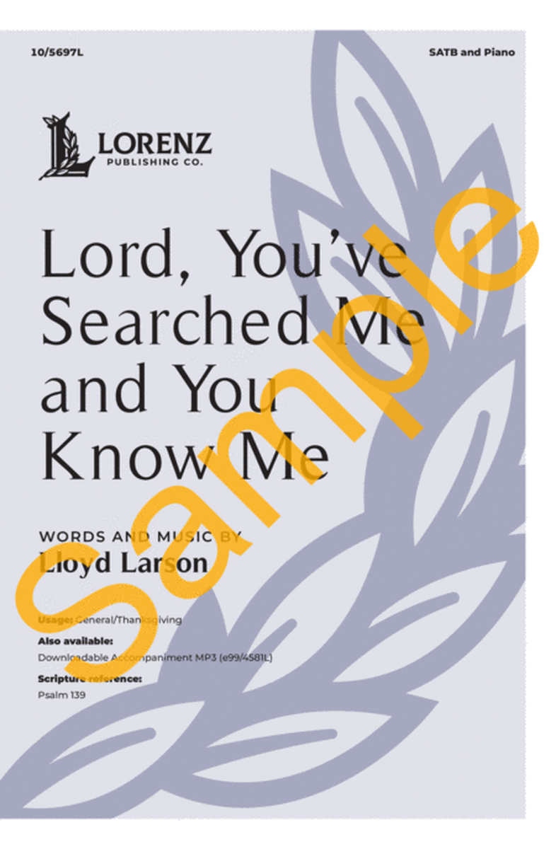 Lord, You've Searched Me and You Know Me image number null