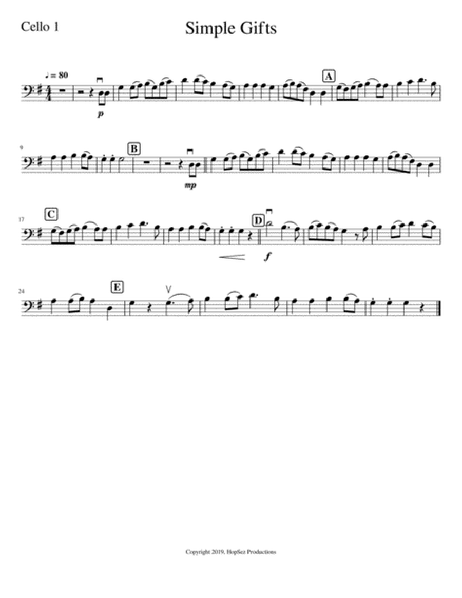 Simple Gifts - cello trio for students and teacher image number null