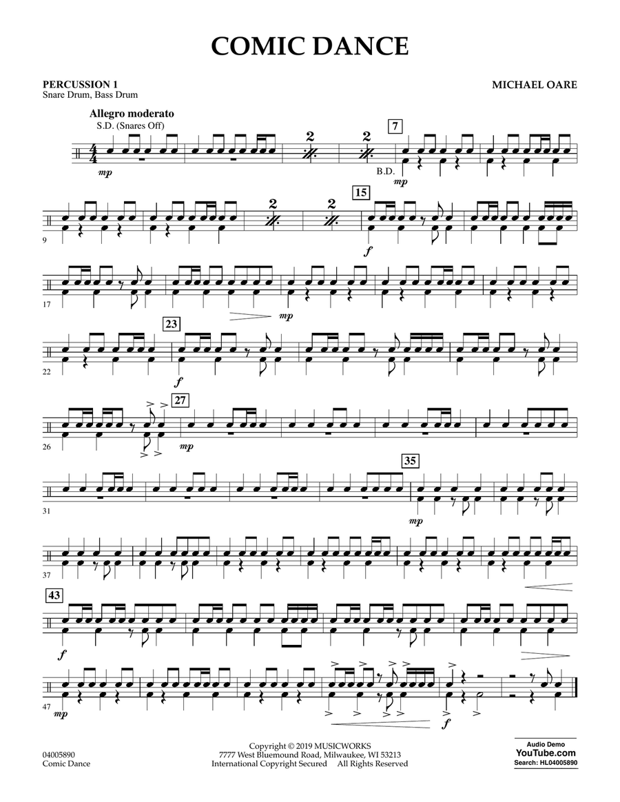 Comic Dance - Percussion 1 Concert Band scores gallery preview page 1