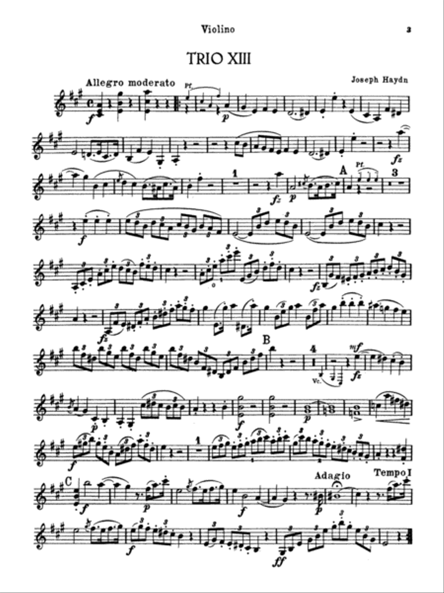 Haydn: Piano Trios, Volume III (Nos. 13-17) Piano Trio scores gallery preview page 1