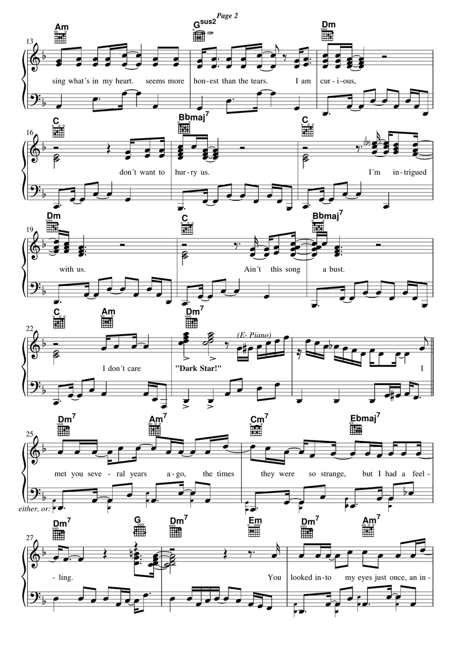 Dark Star Piano, Vocal, Guitar scores gallery preview page 2