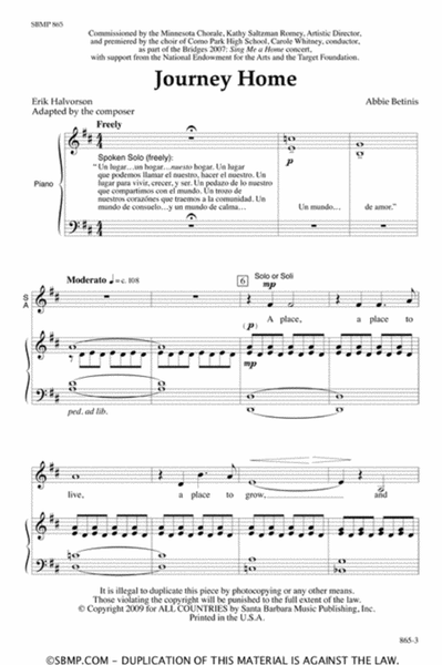 Journey Home - SATB Octavo image number null